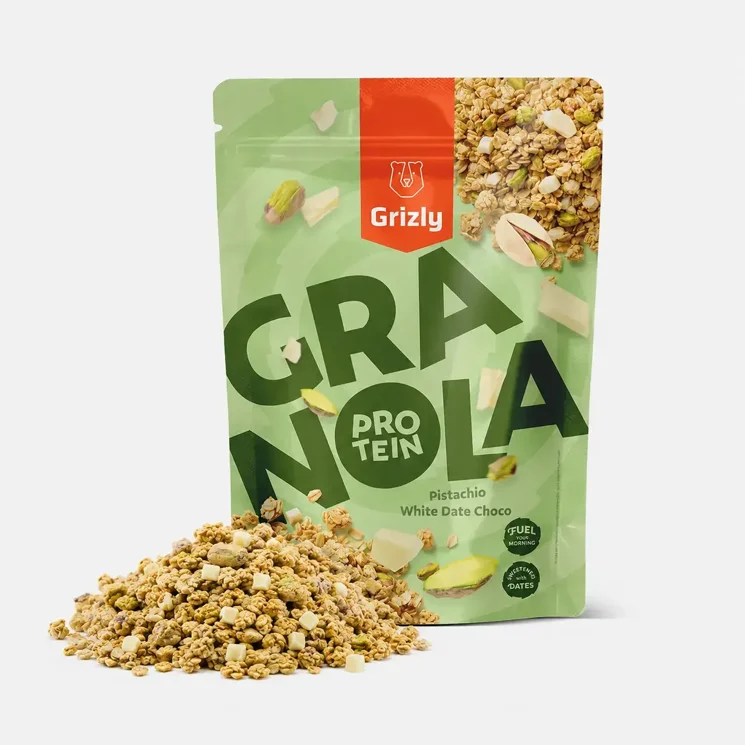 Granola cu proteine fistic și ciocolată albă cu curmale 6 x 450 g