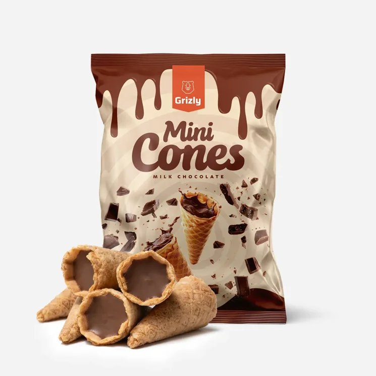 Mini cornete glazurate cu ciocolată cu lapte