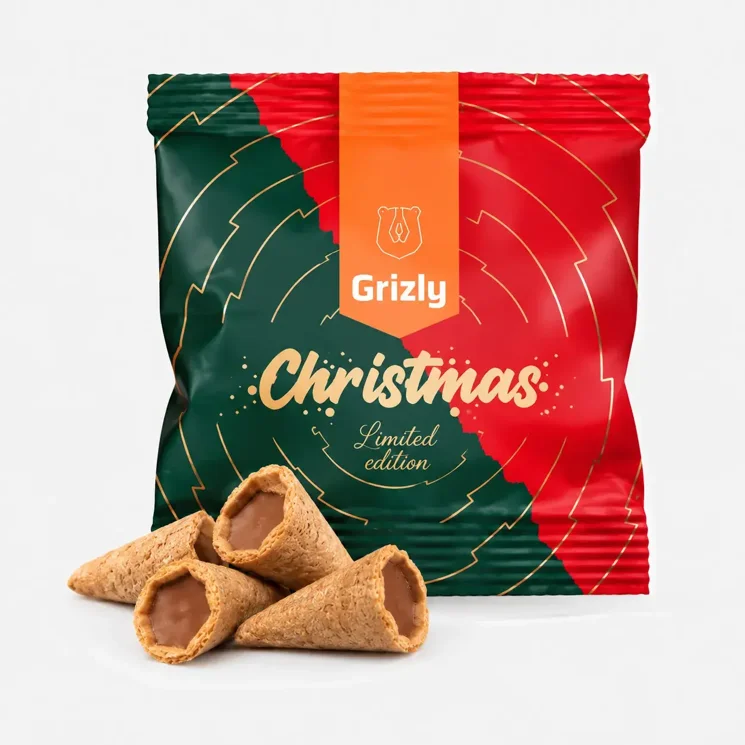 Mini cornete speculoos în ambalaj de Crăciun